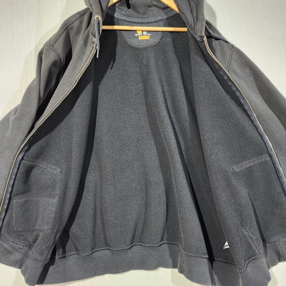 Carhartt Rain Defender Black Full Zip Hoodie Mens 2XL Original Fit Heavyweight - Picture 10 of 15